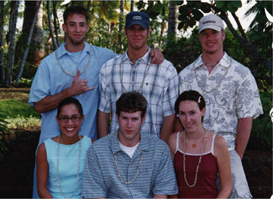 Group shot at the luau in Hawaii, 1999