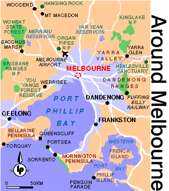 Map of Melbourne and its surroundings