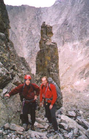 Rob (r) and me (l) after the climb (photo by a woman in the party above us)