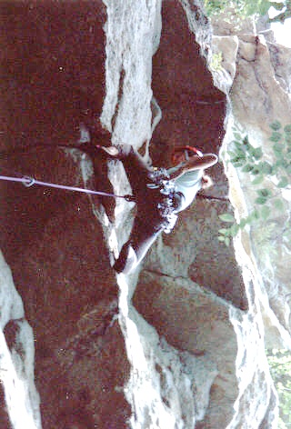 Alli about to tackle roof #3 on Wegetables (5.10a)