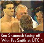 Ken Shamrock facing off with Pat Smith @ UFC #1