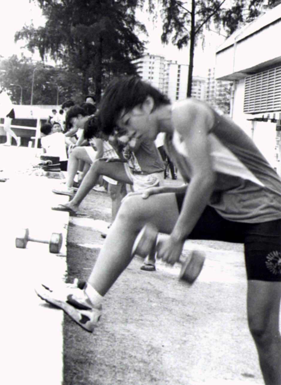 My team-mates training weights just outside SDBA.