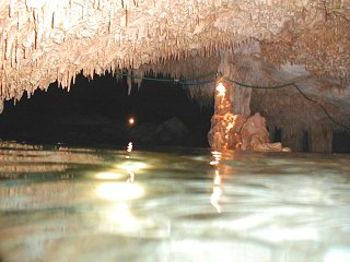 Western Dos Ojos cenote lights