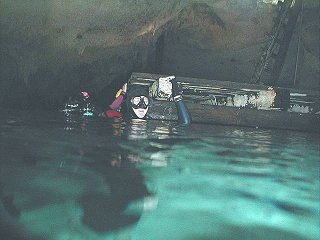 Harvey on surface of cenote