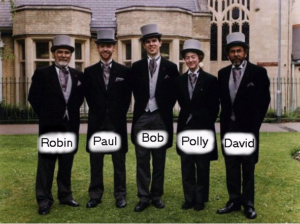 Hat wearers with their hats on and names superimposed