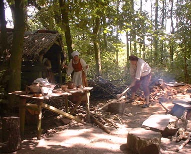 Potters chopping wood photo