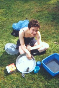 Hayley cleaning pans!