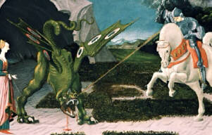 Saint George and the Dragon, Paolo Uccello, ca. 1460, The National Gallery, London/Corbis, Microsoft(R) Encarta(R) 98 Encyclopedia, (c) 1993-1997 Microsoft Corporation.