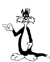 imagine sylvester the cat facing you & pointing to his right