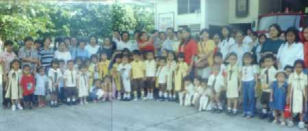 School children with Parents and Teachers In A Visit to Our Firehouse.