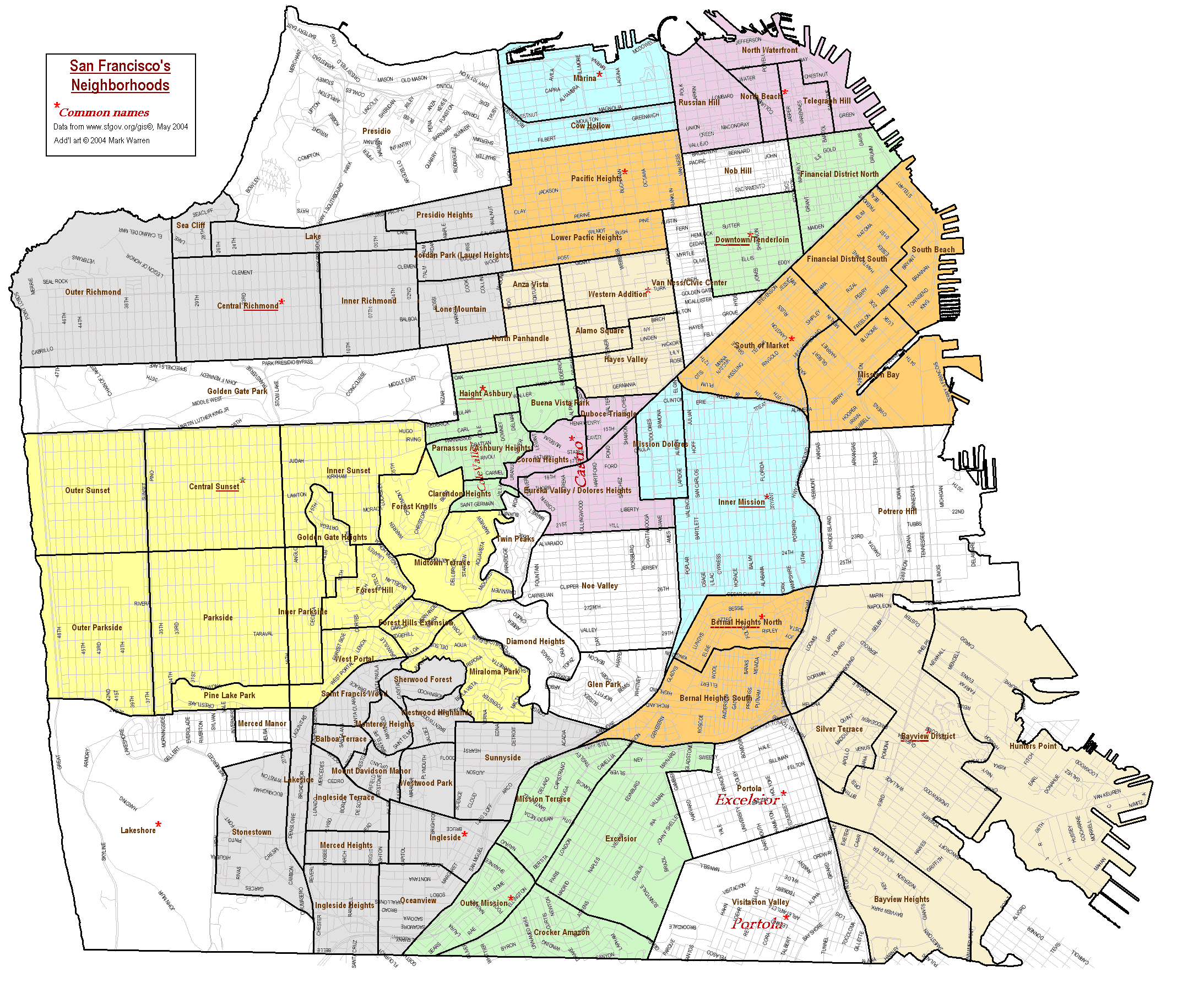 Map of San Francisco's neighborhoods