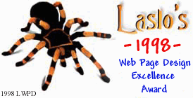 Laslo's -1998 - Web Page Design Excellence Award