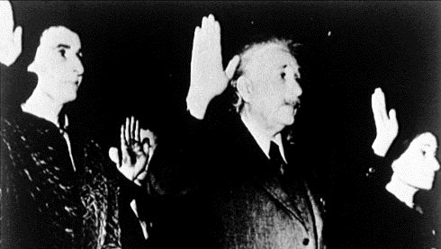 Einstein getting sworn in as an American citizen