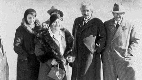 Einstein with family and friends