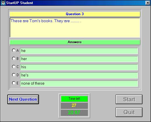 StartUP Student Main Window.  1998 CR. In accordance with international treaties and conventions about intellectual property rights this software is protected.