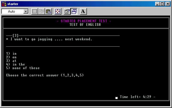 Starter Placement Test Main Window.  1998 CR.  In accordance with international treaties and conventions about intellectual property rights this software is protected.