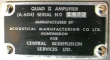 Quad/Rediffusion ID plate