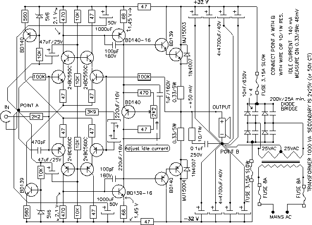 50W amplifier schematic