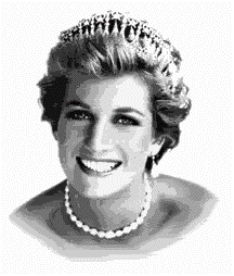 black and white rendering of diana