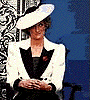 picture: Princess Diana wearing black and white suit and chic hat