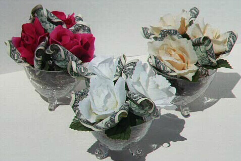 Roses in crystal bowls, each contains $3