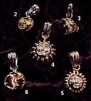    2.Full Moon,   3.Gordo Moon,   4.Sol Mini   5.Gordo Sun,  6.Gordo Full Moon pendants