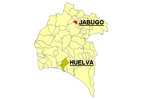 Jabugo is placed at the north of the Huelva's province.