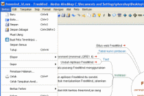 Contoh tampilan layar FreeMind dengan antarmuka bahasa Indonesia.