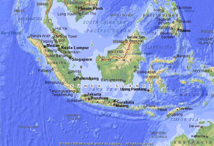 Map of Borneo, Sunda Islands Region