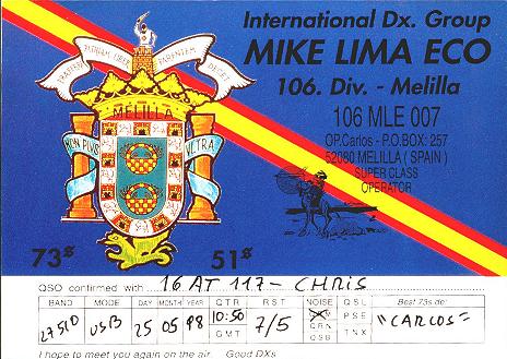 Qsl from Ceuta & Melilla