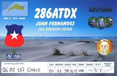 Qsl from Juan Fernandez Island