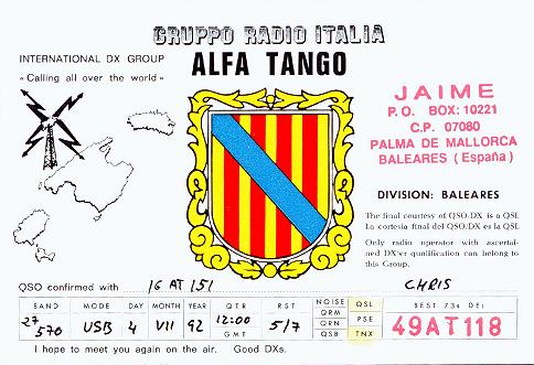 Qsl from Balearic Islands