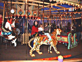 Closer view of carousel riders