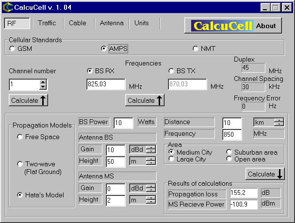 RF tools screen shot