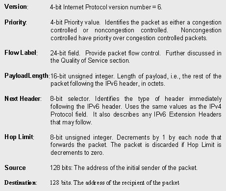 IPv6 Header Description