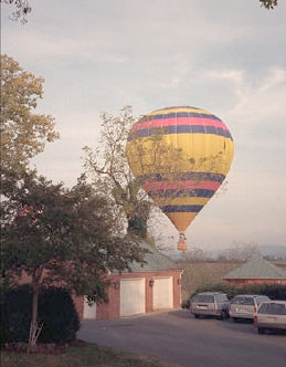 A hot air balloon launching.