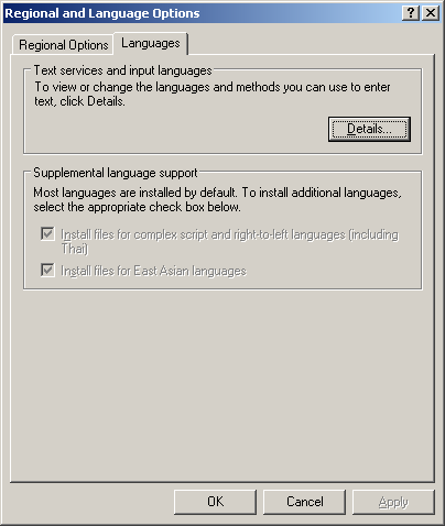 [ Regional and Language Options dialog ]