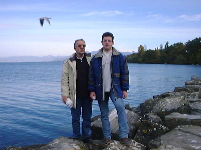 Dad, Cagil (and a seagull ;-) in Yvoire