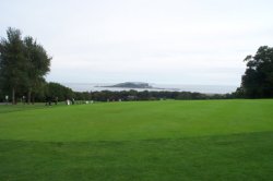 The Practice Putting green looking at Ireland's Eye in Dublin Bay!