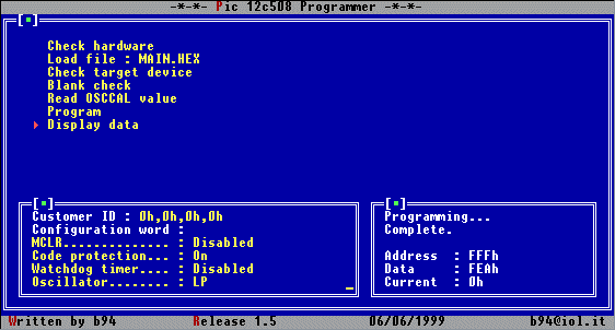 Schermata del programma