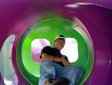 Exion in one of McDonalds PLayland tubes