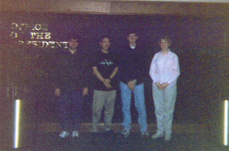 a few of us in front of Harding University's President's office.