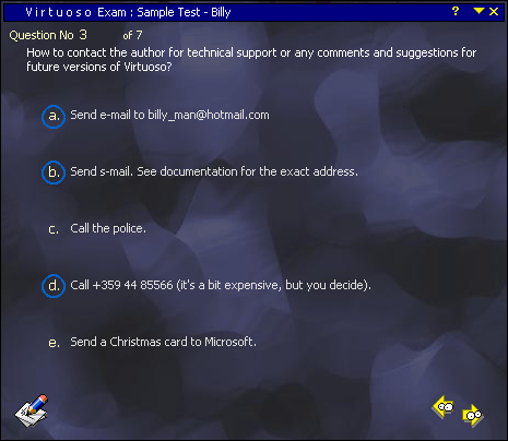 Virtuoso Exam Screen Shot