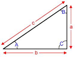 diagram of a triangle with angles and opposite angles labelled