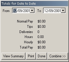 Totals for Date to Date Screen Shot