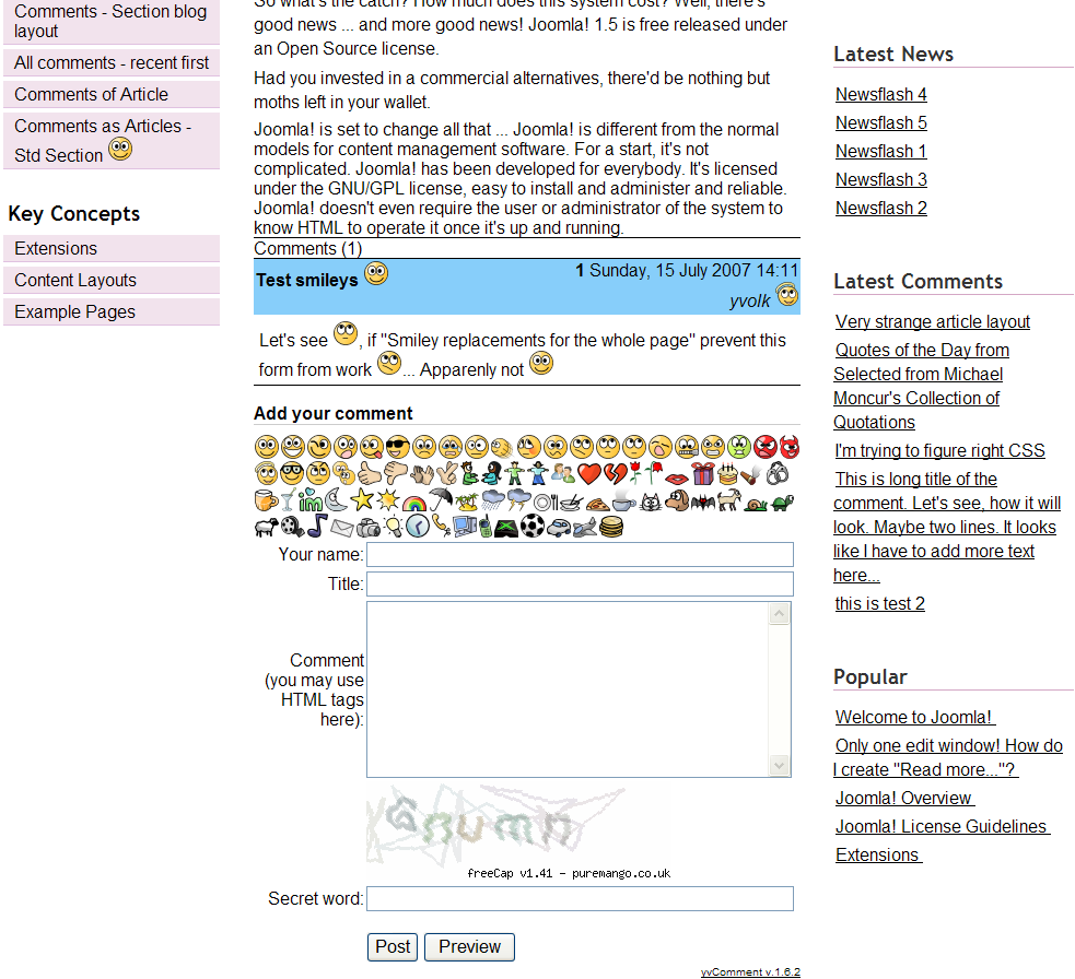 Comments of the Article in plugin view - Beez template