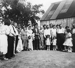 Wedding celebrations for Joe and Irene Zimmermann, pictured here with their family, in Chambly Quebec.