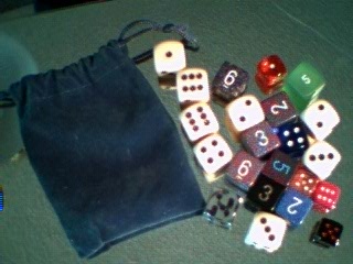 Assorted d6s, mostly Chessex (from Pound-O-Dice)