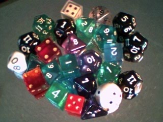 Assorted dice, in the retired pile