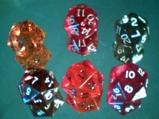 Assorted inked gem d20s